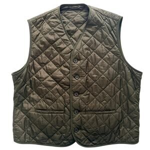 Barbour Quilted Liner Vest Gilet Sage Green Size XL Lightweight Button Front